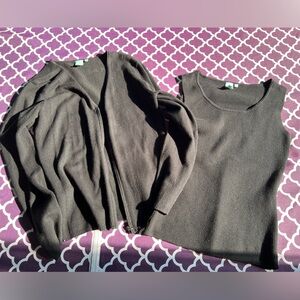 Shu Shu Black Cardigan Sweater Set
